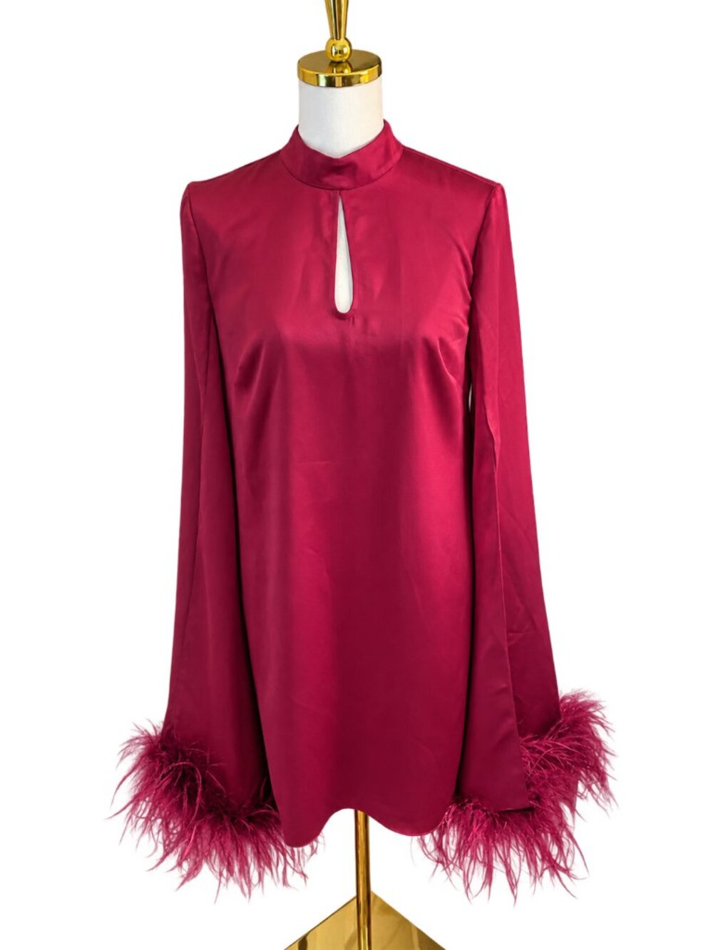 Trina Turk Red Ostrich Feather Dress New W Tags